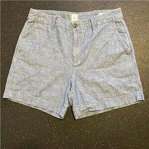 Gap Womens Shorts Sz 4 Chambray Indigo Washwell Mid Rise Casual 5 Inch